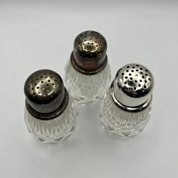Vintage Post House Hand Cut Lead Crystal Salt Pepper Shaker & Pepper Set Japan - Picture 9 of 16